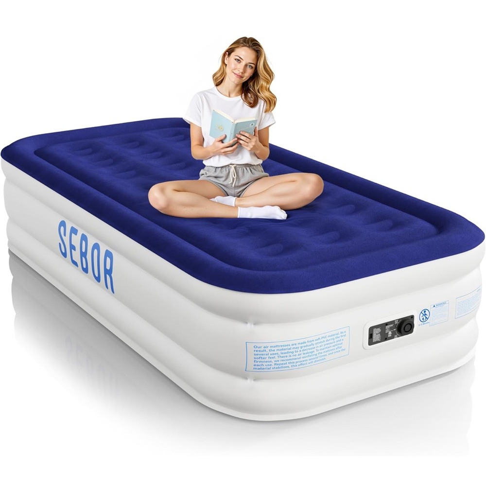 Sebor Air Mattress twin with built-in pump 18”